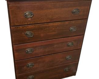 Dark Stain Wood Tall Dresser