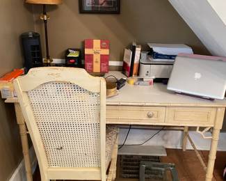 Desk, chair, printer