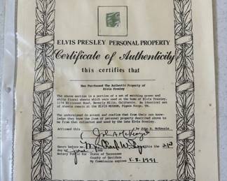 Elvis Presley Personal Property Piece of Bed Sheet w/ COA 