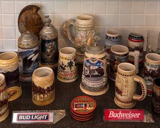 Beer Steins & Acrylic Bar Tap Handles Budweiser Bud Light 