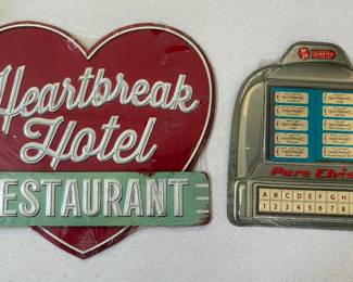 Tin Signs New w/ Plastic Shrink: Heartbreak Hotel & Pure Elvis Diner Jukebox 