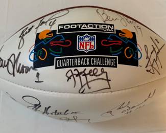NFL Quarterback Challenge Multiple Signatures Autographed Football including Warren Moon & Jim Kelly