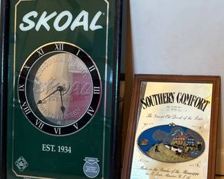 Skoal Clock, Southern Comfort Mirror Sign