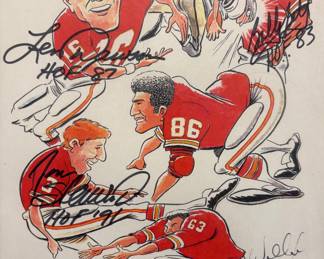 WILLIE LANIER • LEN DAWSON • BOBBY BELL • JAN STENERUD • KANSAS CITY CHIEFS HOF Hall of Famers Signed Autographs 