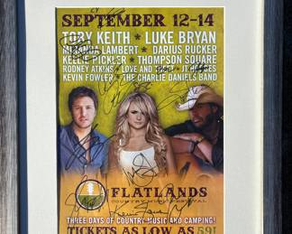 Multi-Signature Framed Toby Keith, Luke Bryan, Miranda Lambert FLATLANDS Three Days of Country Music