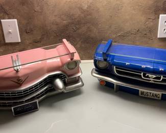Elvis Presley Pink Cadillac & Blue Ford Mustang Wall Shelf Unit 