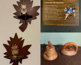 Pair Wooden Leaf Shelves