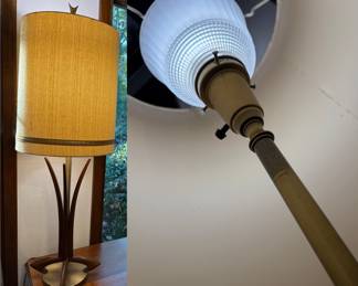 Vintage Mid-Century Modern Danish Modern walnut and brass table lamp
