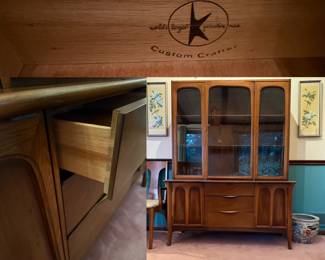 Kroehler Mid Century Highboy Hutch With Buffet and Display Storage