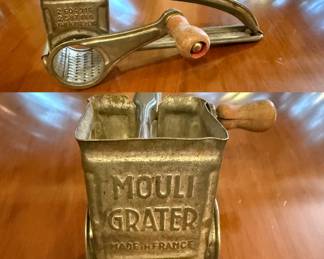 Antique Mouli" Cheese Grater Made France USA Patent Red Handle