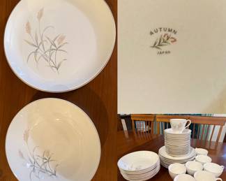 Vintage Japan “GRANNY CHIC” Autumn pattern Set China-5pc place Setting Service for 8 missing 1 Bread plate-plus Serving Platter & Bowl