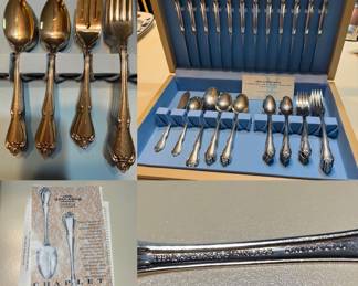 flatware set "Chaplet" pattern by 1881 Rogers Stainless a brand of Oneida Ltd.