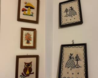 ( 3 ) Mid Century Modern Framed Needlepoints
Pair Vintage Needlepoints framed