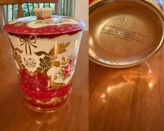 Vintage 60’s George W. Horner & Co England Floral Red Gold Tea Biscuit Tin