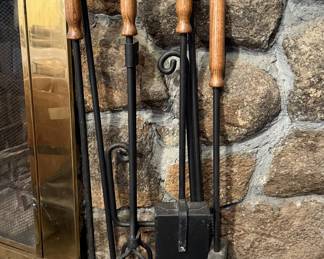 5pc Heavy Forged Wrought Iron Fire Tool Set