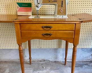 Great Vintage Singer Sewing Machine, with Maple Case, Pedal, & Attachments