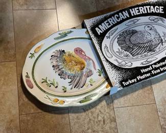 AMERICAN HERITAGE HAND PAINTED TURKEY PLATTER