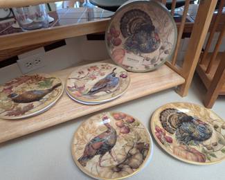 Pottery Barn Fresco Bird Plates with box