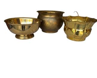 Three Brass Planter Bowls