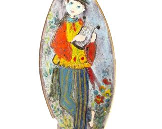 Hand Painted Person Playing Instrument and Signed Catch All Dish