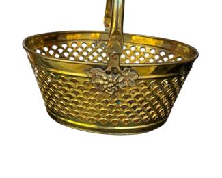 Vintage Brass Basket with Handle