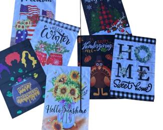 Garden Flag Holder with Seven Flags