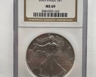 2005 American Silver Eagle – NGC Certified MS 69 – Brilliant Uncirculated