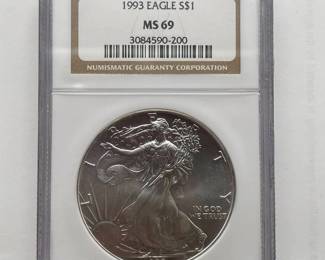 1993 American Silver Eagle – NGC Certified MS 69 – Eighth Year of Issue