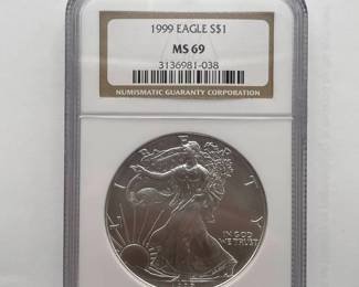 1999 American Silver Eagle – NGC Certified MS 69 – Fourteenth Year of Issue