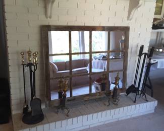 Stylish mirror in vintage window pane