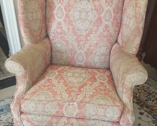 Matching pair of wing chairs. I love this stylish Fabric and colors