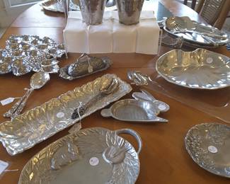 Pewter serving pieces..several Arthur Court