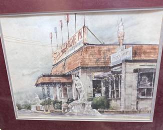 Watetcolor by Helen Stahl old Fairview drive-in Memphis, Tennessee 45.00