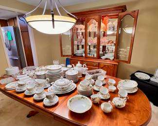 Dining table in china hutch not for sale. All other contents available for purchase.