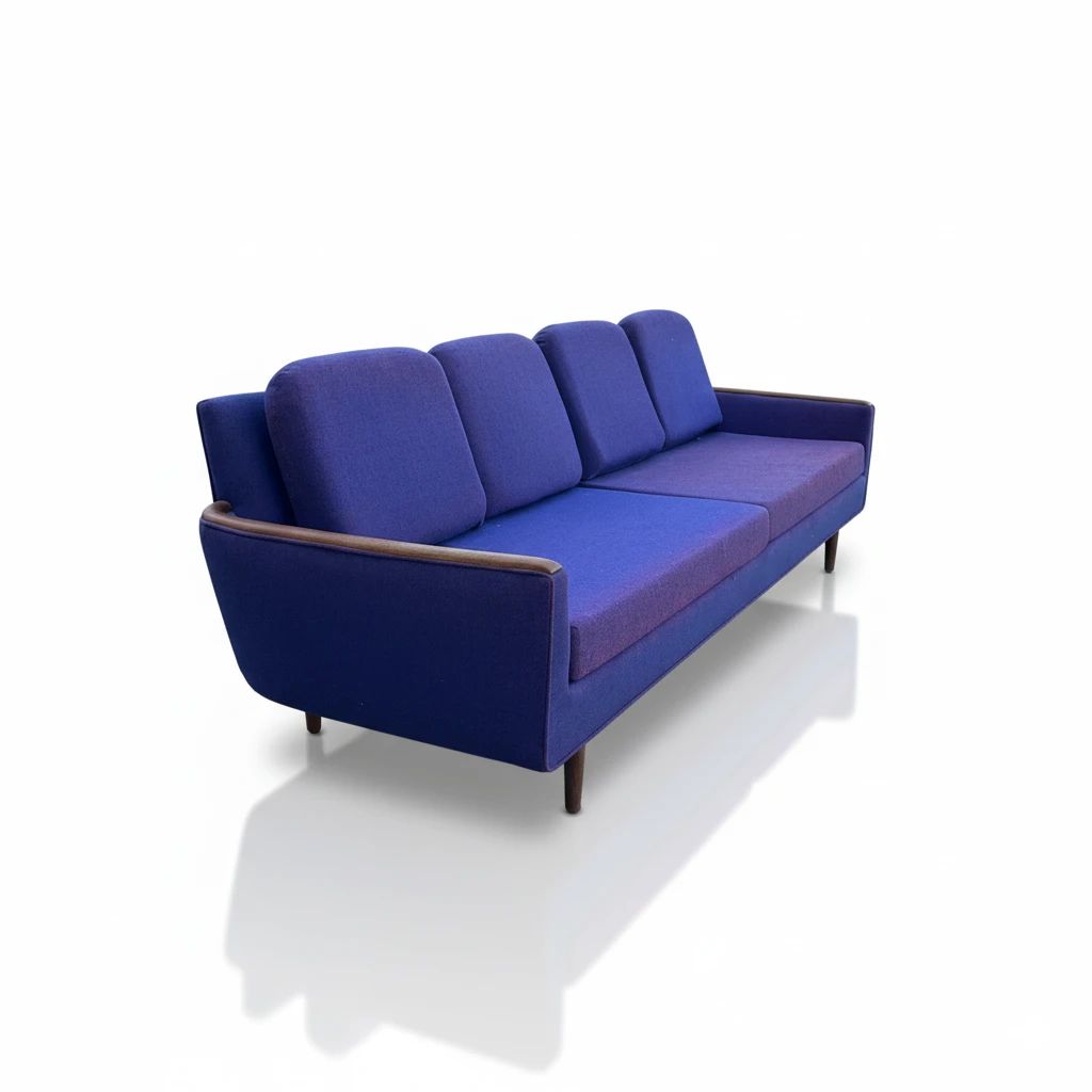 Danish Modern Style Mid-Century Sofa with Wood Trim
