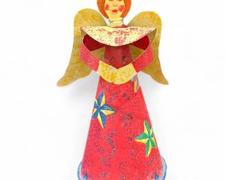 Vintage Silvestri Folk Art Tin Angel Figurine