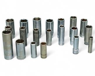 Group Of Twenty Deep Well Sockets In Varying Sizes