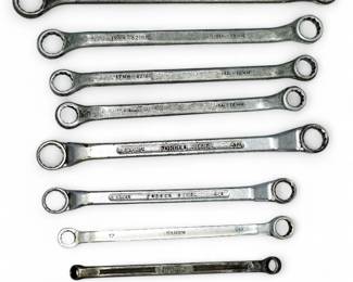 Group Of 9 Double Box-End Vintage Steel Wrenches