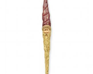 Folk Art Style Carved-Look "Wizard" Santa Icicle Ornament