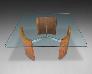 Mid-Century Modern Vladimir Kagan Walnut Radius Cocktail Table