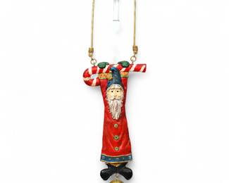 Vintage Russ Berrie Santa Claus Bell Door Hanger Ornament