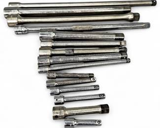 Group Of 15 Steel Socket Wrench Extension Bars ft. Craftsman & Thorsen