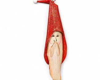 Rustic Folk Art Santa Christmas Ornament