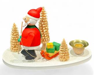Richard Glässer Wooden Santa Scene With Candle Holder