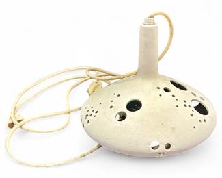 Mid-Century Modern Mod Pierced Ceramic Dangle Pendant Lamp