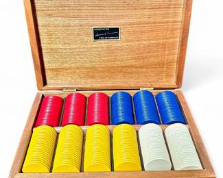 Dominic C. Armanino Five-Up Vintage Poker Chip Set In Wood Case