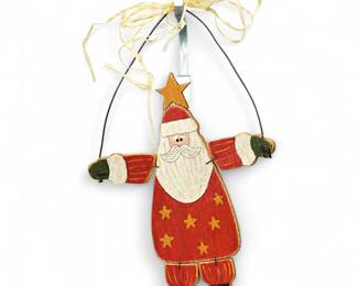 Wooden Articulated Santa Claus Ornament