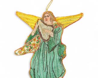 Folk Art Hand-Stitched Christmas Angel Ornament