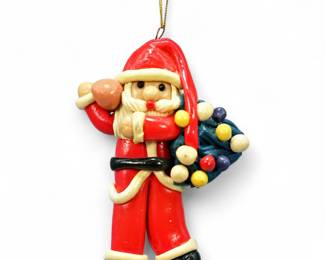 Vintage Clay Dough Santa Claus Christmas Ornament