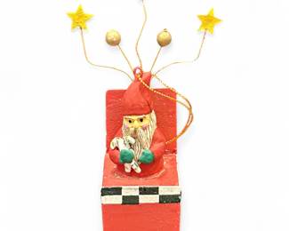 Vintage Wooden Santa Ornament